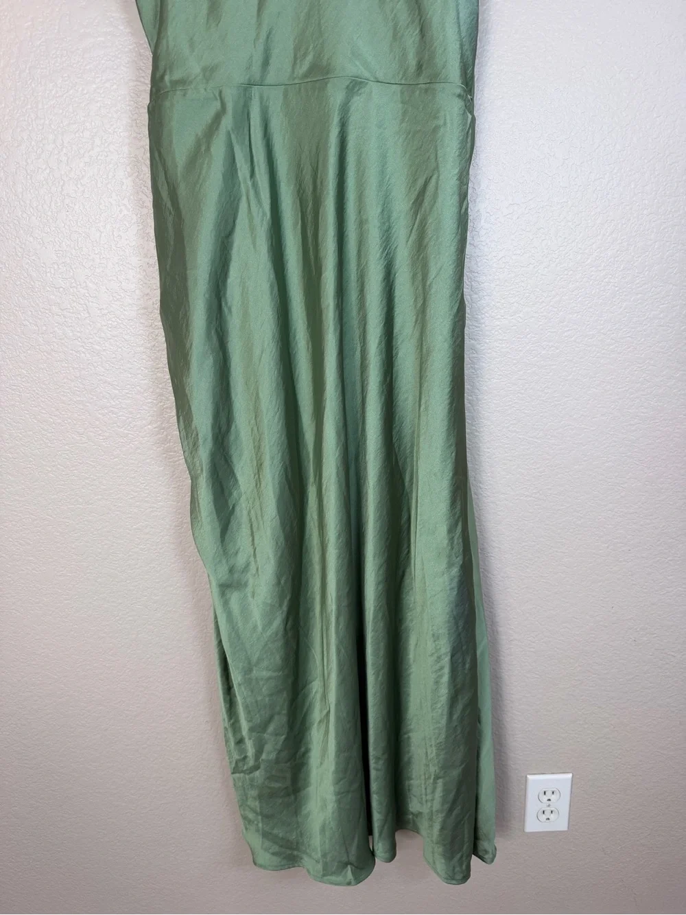 Abercrombie & Fitch A&F Satin Cowl Neck Draped Maci Dress Lush Green XL NEW $140